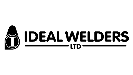 Logo for "Ideal Welders Ltd" with bold black text. The "I" is inside a welding helmet graphic to the left, and "LTD" appears under "Welders" with horizontal lines extending on both sides.
