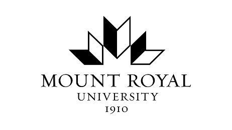 Mount Royal University logo featuring a black geometric crown-like design above the text "Mount Royal University 1910" on a light background.