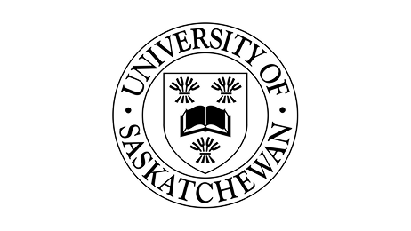Black and white seal of the University of Saskatchewan, featuring three wheat sheaves above an open book, encircled by the text "University of Saskatchewan.